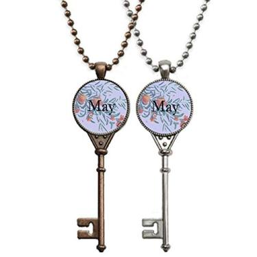 Imagem de OFFbb-USA Colar de chave com pingente de flor de romã fresca, decoração de casal