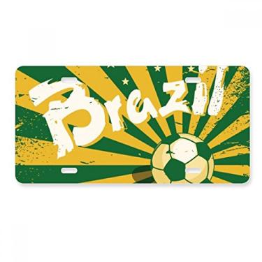 Imagem de DIYthinker Placa de licença de futebol amarelo verde Brasil, decoração de placa de carro aço inoxidável