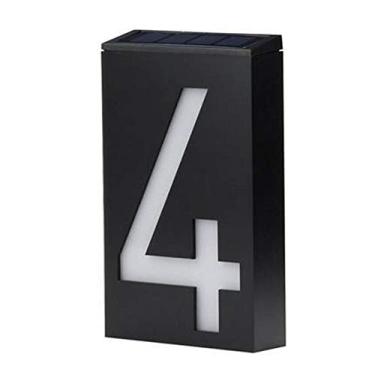 Imagem de Lâmpada de parede flutuante 3D de 17,8 cm com número de placa solar de 0 a 9 LEDs para endereço de rua, estrada, porta para casa, ao ar livre, com bateria, à prova d'água, liga automaticamente ao anoitecer