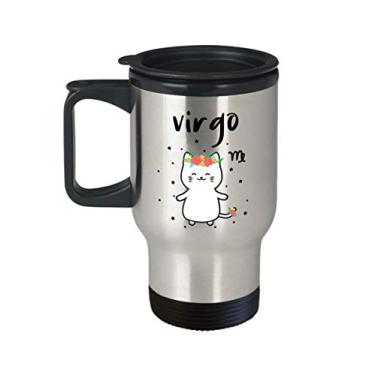 Imagem de Caneca de viagem Virgem - Caneca do Zodíaco Virgem - Presentes de astrologia - Copo isolado de 400 ml