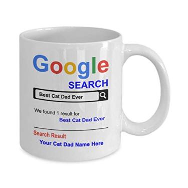 Imagem de SpreadPassion Caneca de café personalizada Cat Dad - Presentes para o pai de gato - Caneca personalizada pai de gato - de aniversário de gato - Presentes para amantes de gatos