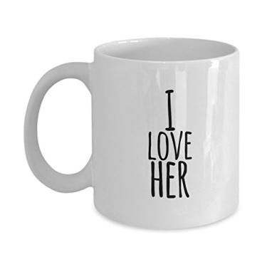 Imagem de Canecas de café para casal - I love Him - I love Her - Itens de presentes para amantes - Canecas para marido e esposa - Canecas de café namorado e namorada - Ideia de presente única - canecas de amor