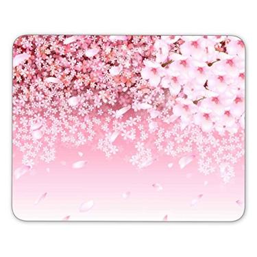 Imagem de Mouse pad de fundo com flor de cereja Qien Baisei - Mousepad de borracha antiderrapante - Aplicável para jogos, casa, escola, mouse pad de escritório