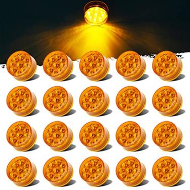 Imagem de Partsam 20 peças de marcadores laterais de 5 cm e luzes de liberação, âmbar 9 diodos com refletores para caminhões semi reboque, 2 luzes de LED redondas de 5 cm para caminhões