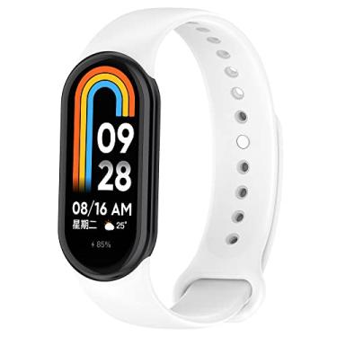 Imagem de Pulseiras NSmart_store com encaixe de metal compatíveis com MI BAND 8 - New version (MI BAND 8, Branco)