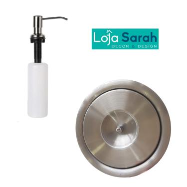 Imagem de Kit Lixeira Embutir 5L Escovada E Porta Sabonete Liquido Dosador