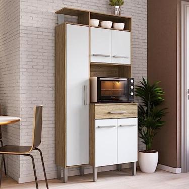 Imagem de Armário de Cozinha 5 Portas e 1 Gaveta Decibal Wood/branco