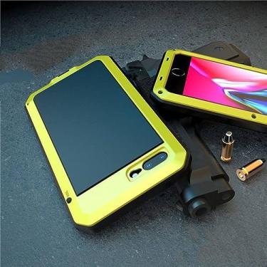 Imagem de Capa de telefone de metal e alumínio à prova de choque para iPhone 11 Pro XS MAX XR X 7 8 6 6S Plus 5S 5 SE 2020 Full Protective Bumper Cover, amarelo, para iPhone 13 Mini