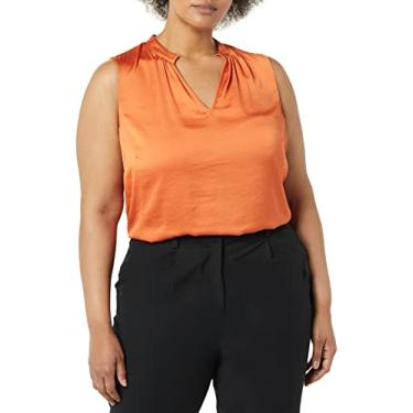 Imagem de Kasper Blusa feminina sem mangas com gola alta, papaia, P EUA, Mamão, P