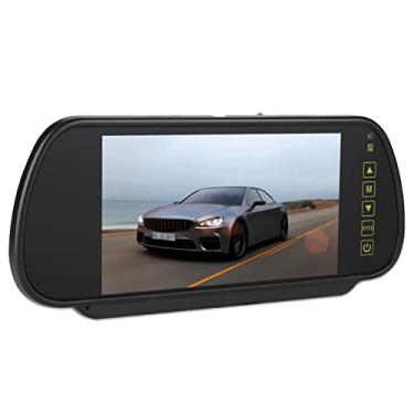 Imagem de Exibição de carro LCD Wendry, interface de vídeo AV1, interface de vídeo AV2, configuração de tensão ampla, proteção contra curto-circuito para câmera de visão traseira de carro de 17,78 cm com espelho retrovisor LCD auto regulador com suporte