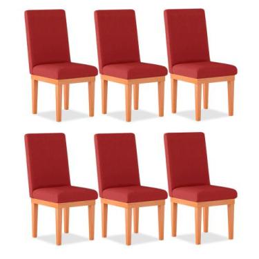 Imagem de Kit 06 Cadeiras De Cozinha Alice Para Sala De Jantar Suede Vermelho -