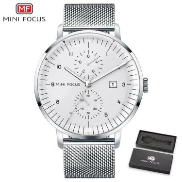 Imagem de Relógio Masculino Mini Focus Mf0052g à Prova D`água Prata