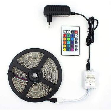 Imagem de Fita Led Rgb 3528 Rolo 5M Com Fonte 12V 2A E Controle Remoto - Mkb