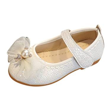 Imagem de Chinelos esportivos para meninas moda primavera e verão sandálias para meninas vestido desempenho sapatos de dança pérola lantejoulas descalço, Branco, 11 Toddler