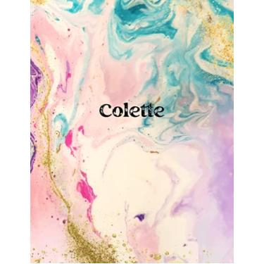 Imagem de Colette: Capa Estilo Água Cor - Caderno com Nome Personalizado | Diário de Caderno de Papel Largo | Para Adolescentes Crianças Estudantes Meninas | Para Escola em Casa | 8,5 x 11 polegadas 160 páginas