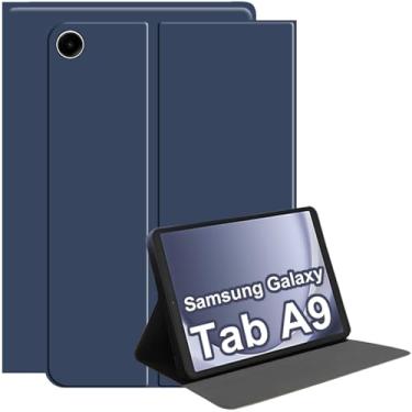 Imagem de XYOUNG Capa para tablet Samsung Galaxy Tab A9 8,7 polegadas 2023 (SM-X110/X115/X117), capa protetora para tablet com suporte fólio fino, material de silicone líquido que não irrita a pele, (azul marinho)