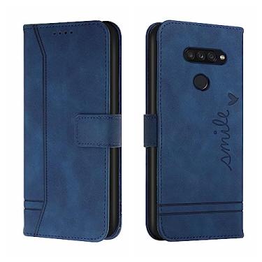 Imagem de Estojo tipo carteira para telefone Compatível com LG K51 Wallet Case, Protetora em TPU à prova de choque, Capa de telefone em couro PU Magnética Flip Folio Porta-cartões em couro (Size : Blue)