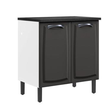 Imagem de Balcão em Aço 80cm 2 Portas com Tampo New Premium Itatiaia Grafite/Branco