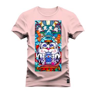 Imagem de Camiseta Plus Size Unissex Algodão Estampada Premium Confortável Mandala Animal Rosa G4