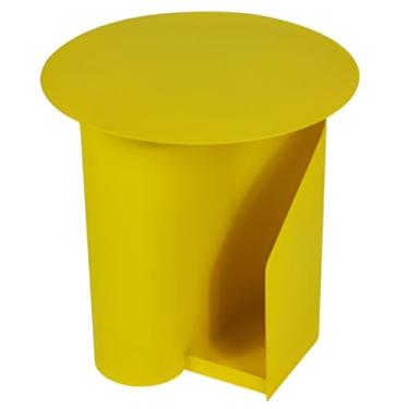 Imagem de Mesa Lateral Redonda Moderna, Mesa Lateral De Metal Colorida Com Espaço De Armazenamento, Mesa Final Para Sala De Estar, Escritório, Espaço Pequeno (Color : Yellow, Size : 45x47cm(17.71x18.5in))