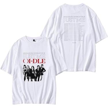 Imagem de Camiseta Gidle Just Me Tour Merch (G) I-DLE World Tour K-pop Support Camiseta para Neverland, Branco, M
