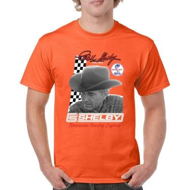 Imagem de Camiseta masculina Carroll Shelby Signature GT500 Mustang Muscle Car American Racing Legend Lives Powered by Ford, Laranja, P