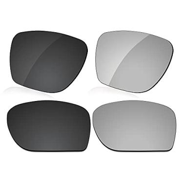 Imagem de LenzReborn Lente polarizada de alto impacto para óculos de sol Oakley Sylas OO9448 57 mm - preto escuro + cinza prateado