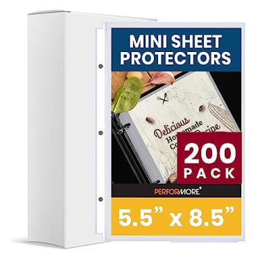 Imagem de Os mini protetores de folhas transparentes e pesados comportam folhas de 14 x 21 cm, servem para fichário de 3 anéis, transparente e livre de ácido com orifícios reforçados, protetor de papel de carregamento superior (pacote com 200)