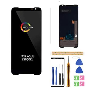 Imagem de Amoled LCD para ASUS ROG Phone 3 Tela digitalizadora Touch Assembly Display LCD de substituição para ZS661KL ZS661KS I003DD 16.7 cm da BITANR (preto)