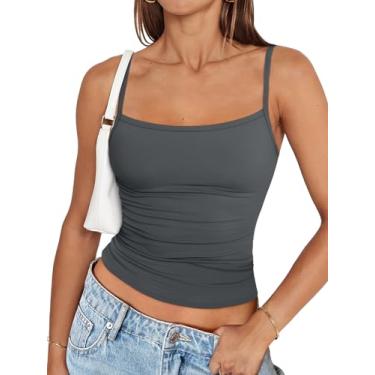 Imagem de Trendy Queen Camiseta regata feminina de verão sem mangas, Cinza escuro, G