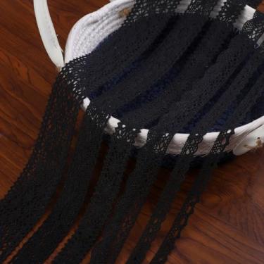 Imagem de Fita de renda vintage acabamento de renda crochê borda de renda de algodão para pacote de Natal DIY costura artesanato suprimento, decoração de diário de lixo 6 jardas cada, 6 estilos (preto)