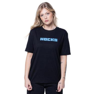 Imagem de Camiseta Feminina T-Shirt Large Hocks Skate Logo Letter Preta 24-228-Feminino