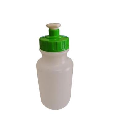 Imagem de Kit 50 Mini Garrafas Squeeze 300ml Plástico Transparente Tampa Verde -