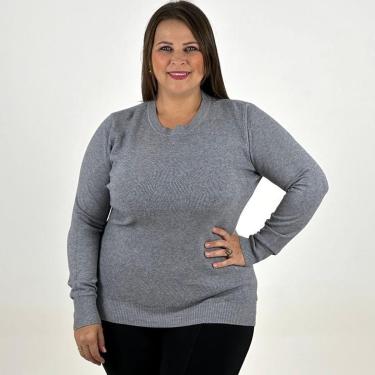 Imagem de Blusa de Lã Dunialin Plus Size Manga Longa Feminina-Feminino