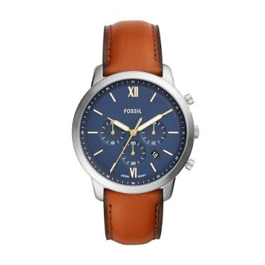 Imagem de Fossil Relógio masculino com cronógrafo de quartzo e aço inoxidável neutro, Prata/azul, marrom, Neutra