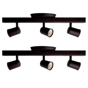 Imagem de Kit 2 Luminária Trilho Eletrificado Canopla 3 Lâmpadas Direcionável (preto)