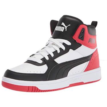 Imagem de PUMA Tênis unissex cano baixo, Puma Branco-puma Preto-Alto Risco Vermelho, 3 Women/4.5 Men