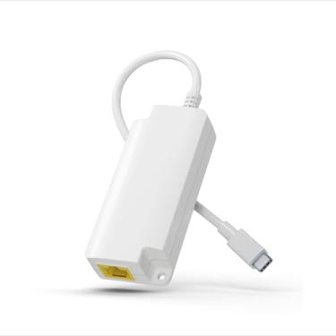 Imagem de Conversor Gigabit PoE para USB C para smartphone/tablet, adaptador USB-C para Ethernet com carregamento de 10W, alimentação e dados 2 em 1 porta RJ45 para adaptador tipo C, 10/100/1000Mbps Plug & Play