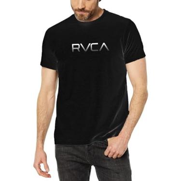 Imagem de RVCA Camiseta masculina manga curta gola redonda camiseta masculina, Preto, G