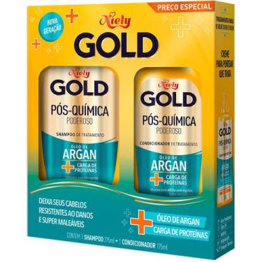 Imagem de Kit Niely Gold Oleo De Argan Pos Quimica Shampoo 275ml + Condicionador