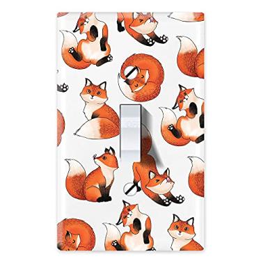 Imagem de WIRESTER Placa de interruptor de luz única/capa de placa de parede - Red Fox Funny Playful Postures