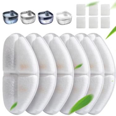 Imagem de Pacote com 6 filtros e 6 esponjas de bomba para fonte de água para cães FEELNEEDY 7L/1,8 Gal, dispensador de tigela de água para cães (FN-W05)
