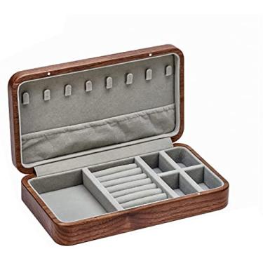 Imagem de Organizador de caixa de joias, caixa de joias, estojo de joias vintage para mulheres, caixas organizadoras de joias de madeira sólida, estojo portátil de armazenamento de joias de viagem para colares,