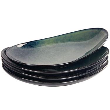 Imagem de LIUYWYHCF Travessas de cerâmica para servir – Conjunto de 4 pratos ovais de salada para entretenimento, pratos de cozinha modernos para jantar, frutas, salada, bandejas de servir, pratos profundos