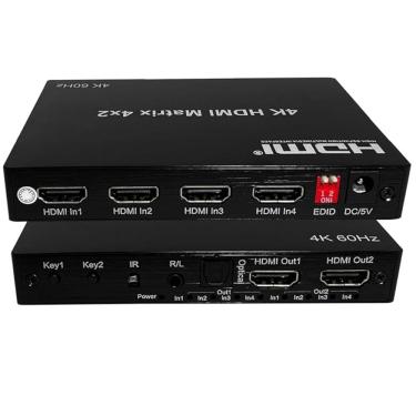 Imagem de Splitter Switch Matrix Hdmi 4X2 3D 4K Com Controle Remoto