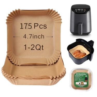 Imagem de SIUDANGKA Forros de papel para fritadeira a ar, 175 peças de papel pergaminho cru, compatível com COSORI Air Fryer 2,1 Qt, antiaderente, descartáveis, 4,7 polegadas