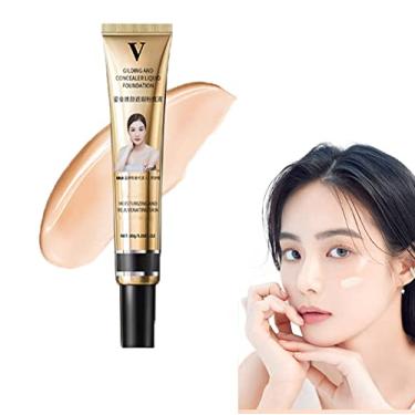 Imagem de HARLUSDT Base de corretivo Fv, base de cobertura total, corretivo duradouro, base Fv Tender The Skin Foundation, corretivo Fv Facial Blemish Concealer Base de mudança de cor, (natural)