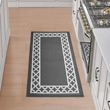 Imagem de Nautica Tufted Runner Rug - Collin Trellis Border | Modern Home D cor | Measures 26"x72" | Dark Grey and White
