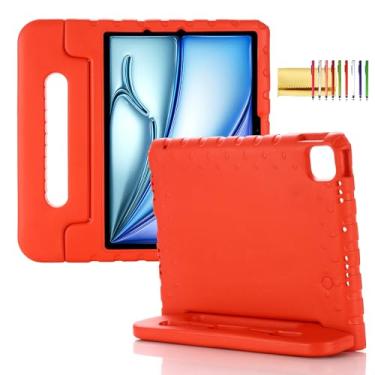 Imagem de Capa infantil para iPad Pro de 11 polegadas M5 M4 e iPad Air 11 polegadas 2025/2024 à prova de choque com suporte para lápis, alça robusta Techcircle leve, espuma vinílica acetinada, proteção contra