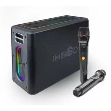 Imagem de Caixa de Som Sem Fio Karaoke 120W Tws Rgb com 2 Microfones - Imenso